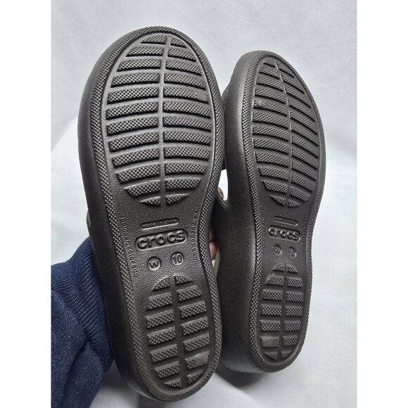 CROCS Patricia II Womens Size 10 Brown/Tan Criss Cross Low Wedge Sandals - Picture 5 of 7